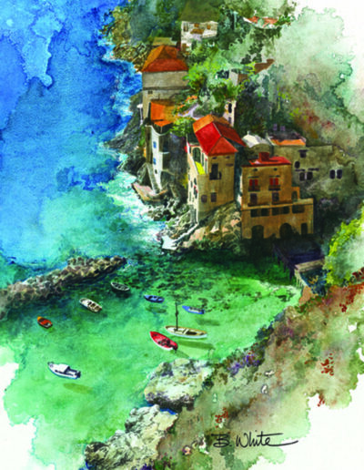 Conca dei Marini (Amalfi Coast) Italy watercolor painting by Bruce White artist