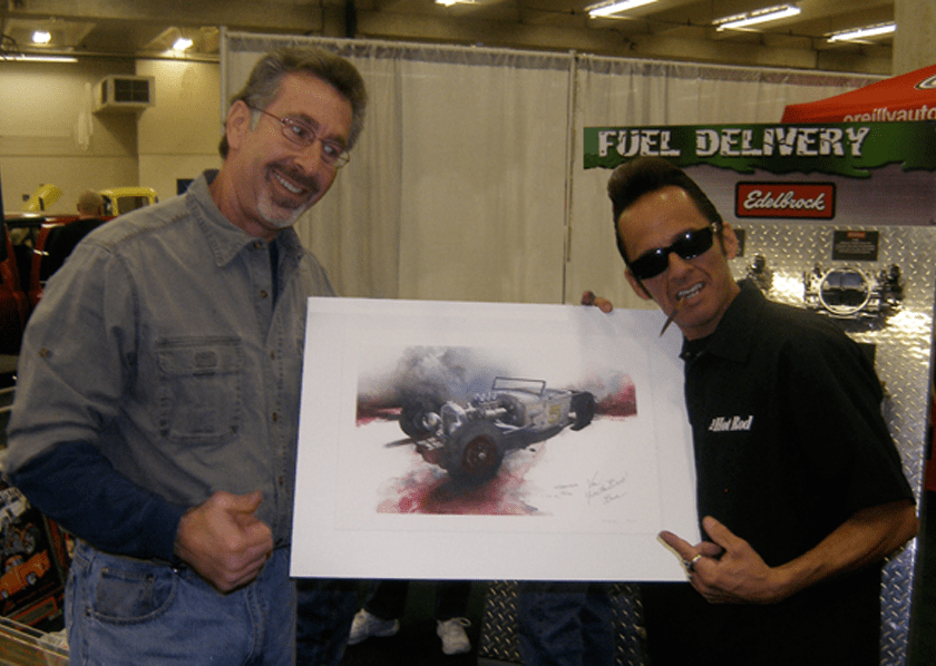Von Hot Rod in photo with Bruce White Artist at car show