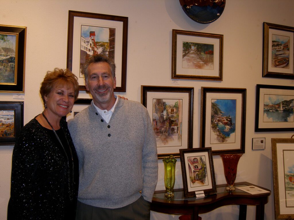 Colorado watercolor artist Bruce White with Sharon Wolff