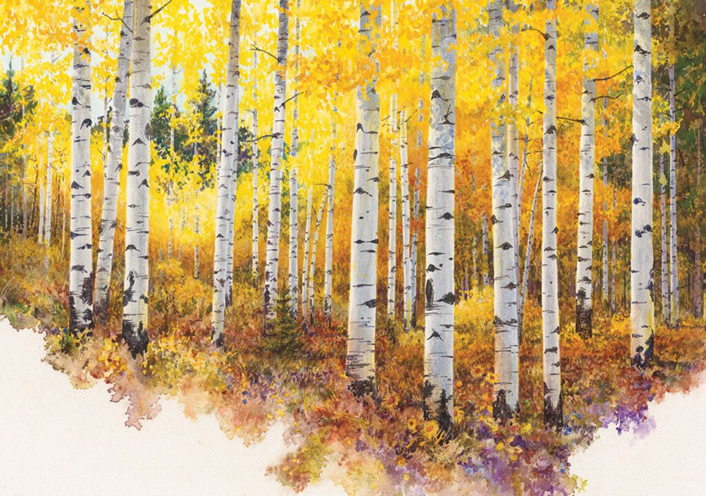 Aspen Trees watercolor painting by Colorado artist Bruce White