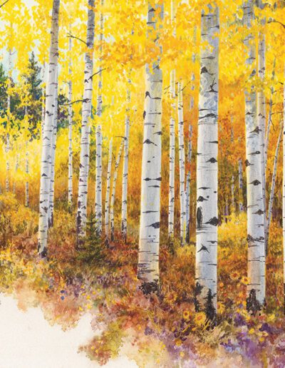 Aspen Trees watercolor painting by Colorado artist Bruce White