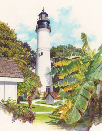 Key West Lighthouse watercolor painting by Colorado artist Bruce White