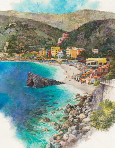 Cinque Terre Italy watercolor painting by Bruce White Artist